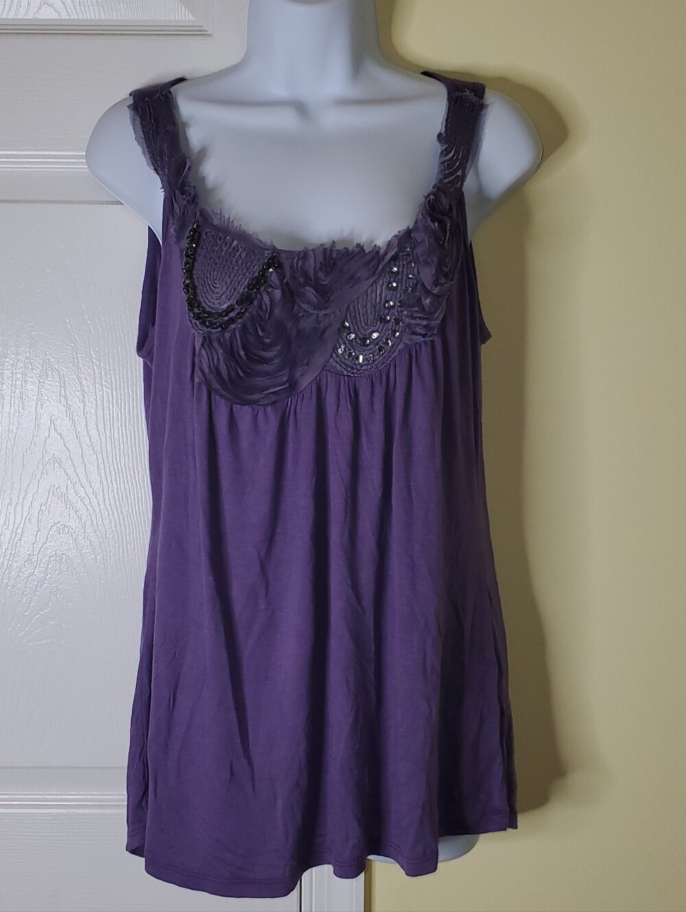 💜 B'leev Purple Embellished Boho Tank Top 💜